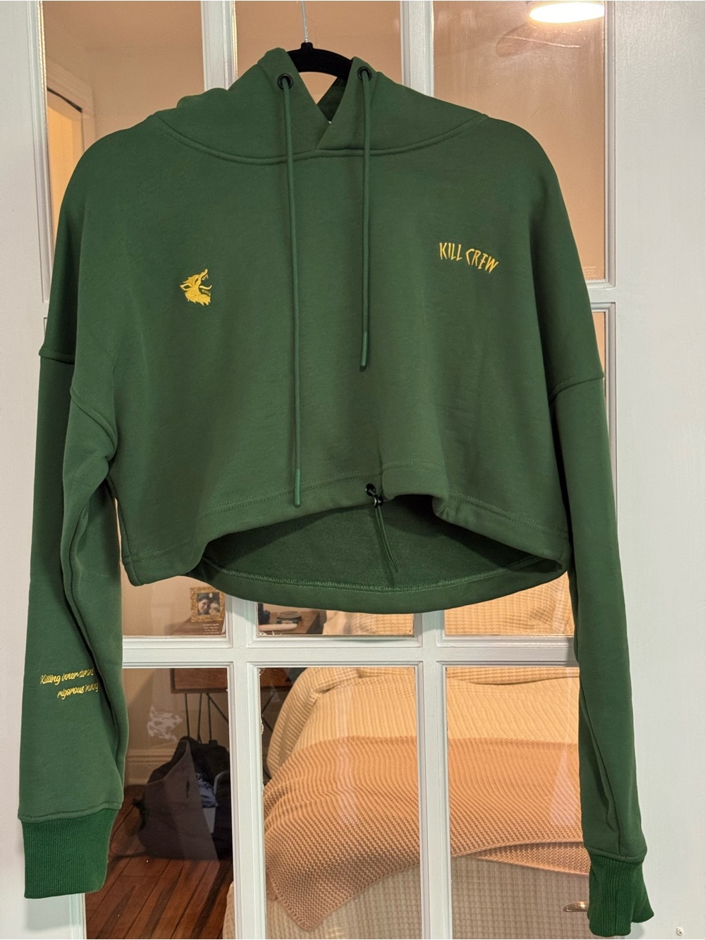 Kill Crew Women's Cropped Forest Green Hoodie Sweater